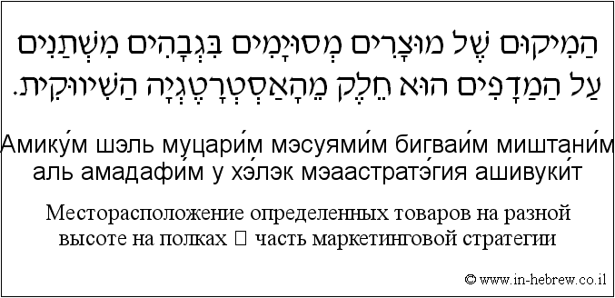 Иврит и русский: Месторасположение определенных товаров на разной высоте на полках — часть маркетинговой стратегии