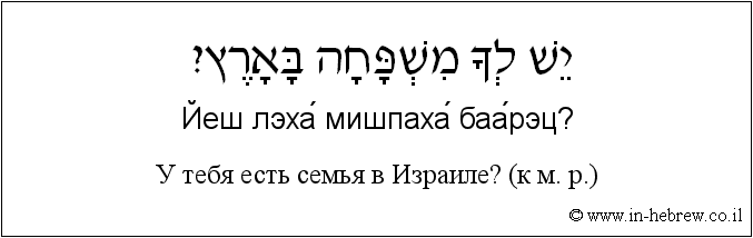 Иврит и русский: У тебя есть семья в Израиле? (к м. р.)