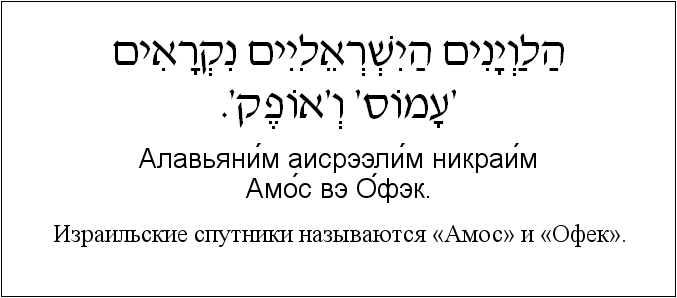 Иврит и русский: Израильские спутники называются «Амос» и «Офек»