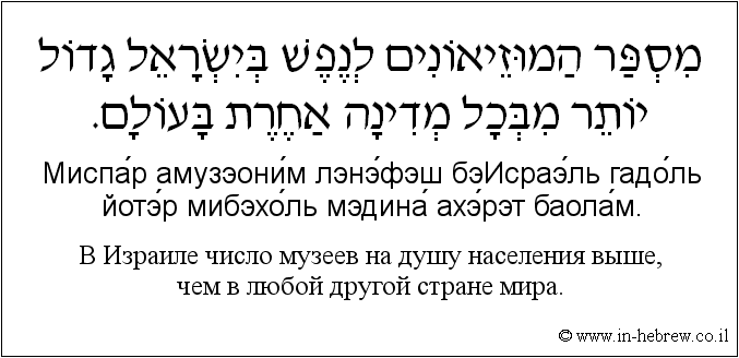 Иврит и русский: B Израиле число музеев на душу населения выше, чем в любой другой стране мира.