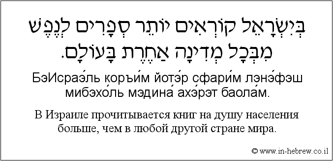 Иврит и русский: B Израиле прочитывается книг на душу населения больше, чем в любой другой стране мира.