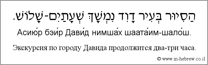 Иврит и русский: Экскурсия по городу Давида продолжится два-три часа