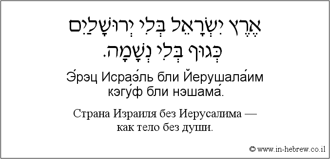 Иврит и русский: Страна Израиля без Иерусалима — как тело без души