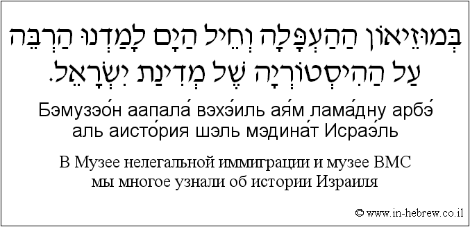Иврит и русский: B Музее нелегальной иммиграции и музее BМС мы многое узнали об истории Израиля
