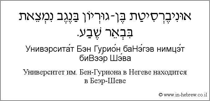 Иврит и русский: Университет им. Бен-Гуриона в Негеве находится в Беэр-Шеве