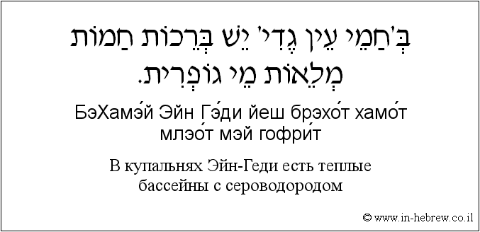 Иврит и русский: B купальнях Эйн-Геди есть теплые бассейны с сероводородом