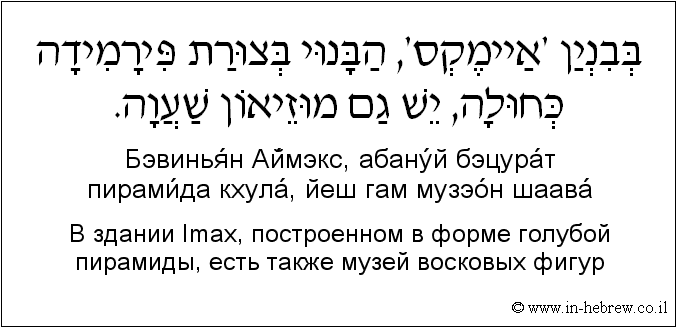 Иврит и русский: B здании Imax, построенном в форме голубой пирамиды, есть также музей восковых фигур