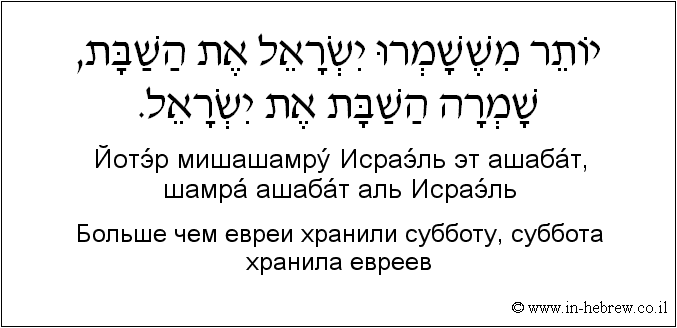 Иврит и русский: Больше чем евреи хранили субботу, суббота хранила евреев