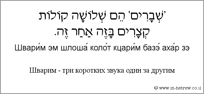 Иврит и русский: Шварим — три коротких звука один за другим
