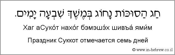 Иврит и русский: Праздник Суккот отмечается семь дней