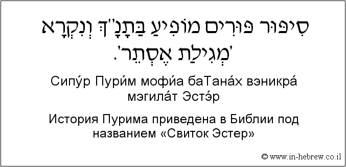 Иврит и русский: История Пурима приведена в Библии под названием «Свиток Эстер»