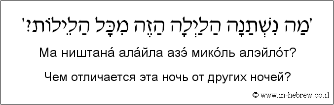 Иврит и русский: Чем отличается эта ночь от других ночей?