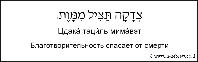 Иврит и русский: Благотворительность спасает от смерти