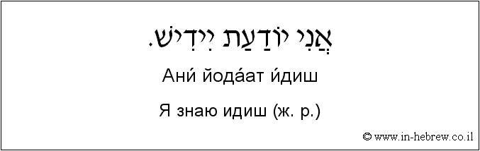 Иврит и русский: Я знаю идиш (ж. р.)