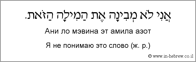 Иврит и русский: Я не понимаю это слово (ж. р.)