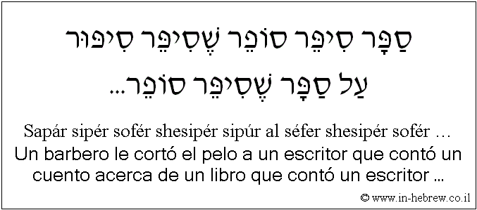 Español y hebreo: Un barbero le cortó el pelo a un escritor que contó un cuento acerca de un libro que contó un escritor …