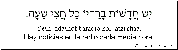 Español y hebreo: Hay noticias en la radio cada media hora.