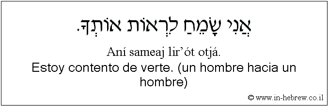 Español y hebreo: Estoy contento de verte. (un hombre hacia un hombre)