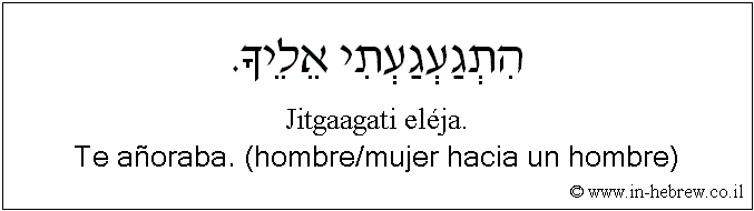 Español y hebreo: Te añoraba. (hombre/mujer hacia un hombre)