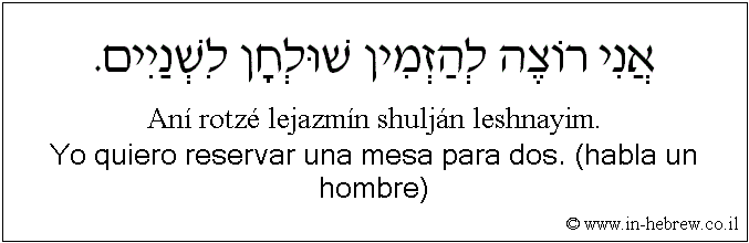 Español y hebreo: Yo quiero reservar una mesa para dos. (habla un hombre)