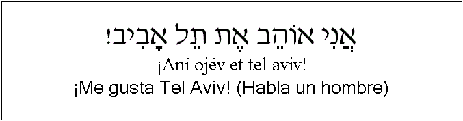 Español y hebreo: ¡Me gusta Tel Aviv! (Habla un hombre)