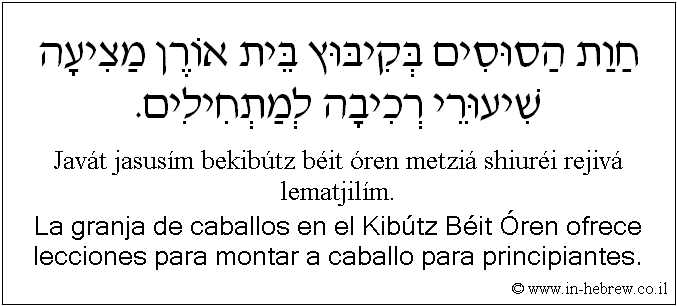 Español y hebreo: La granja de caballos en el Kibútz Béit Óren ofrece lecciones para montar a caballo para principiantes.