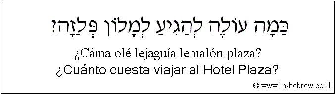 Español y hebreo: ¿Cuánto cuesta viajar al Hotel Plaza?