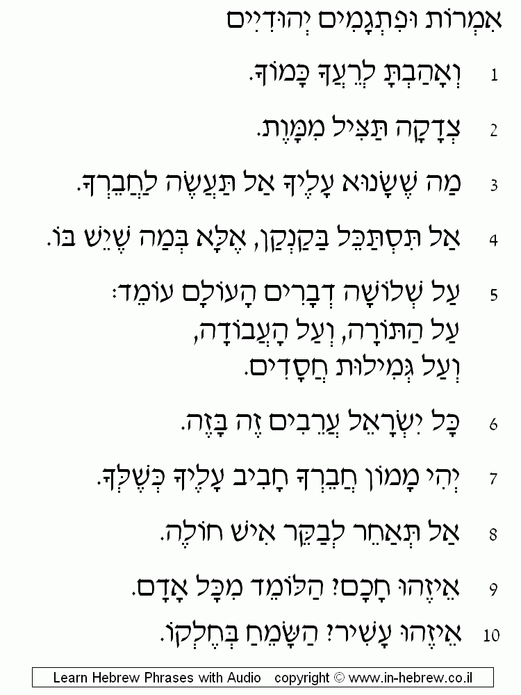 Jewish Proverbs and Sayings 1/8